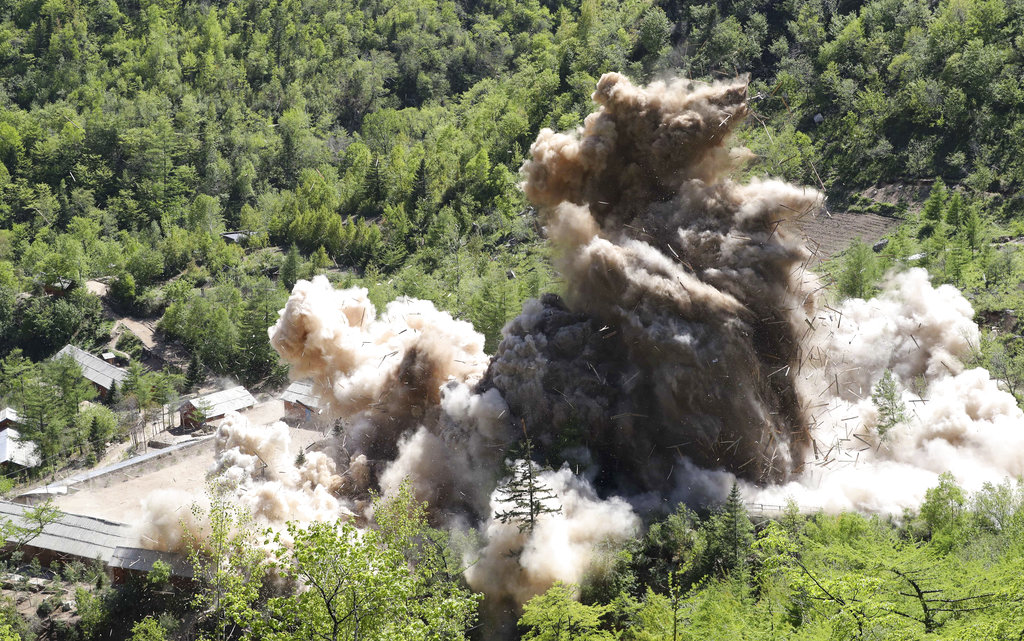 N. Korea demolishes nuclear test site as journalists watch