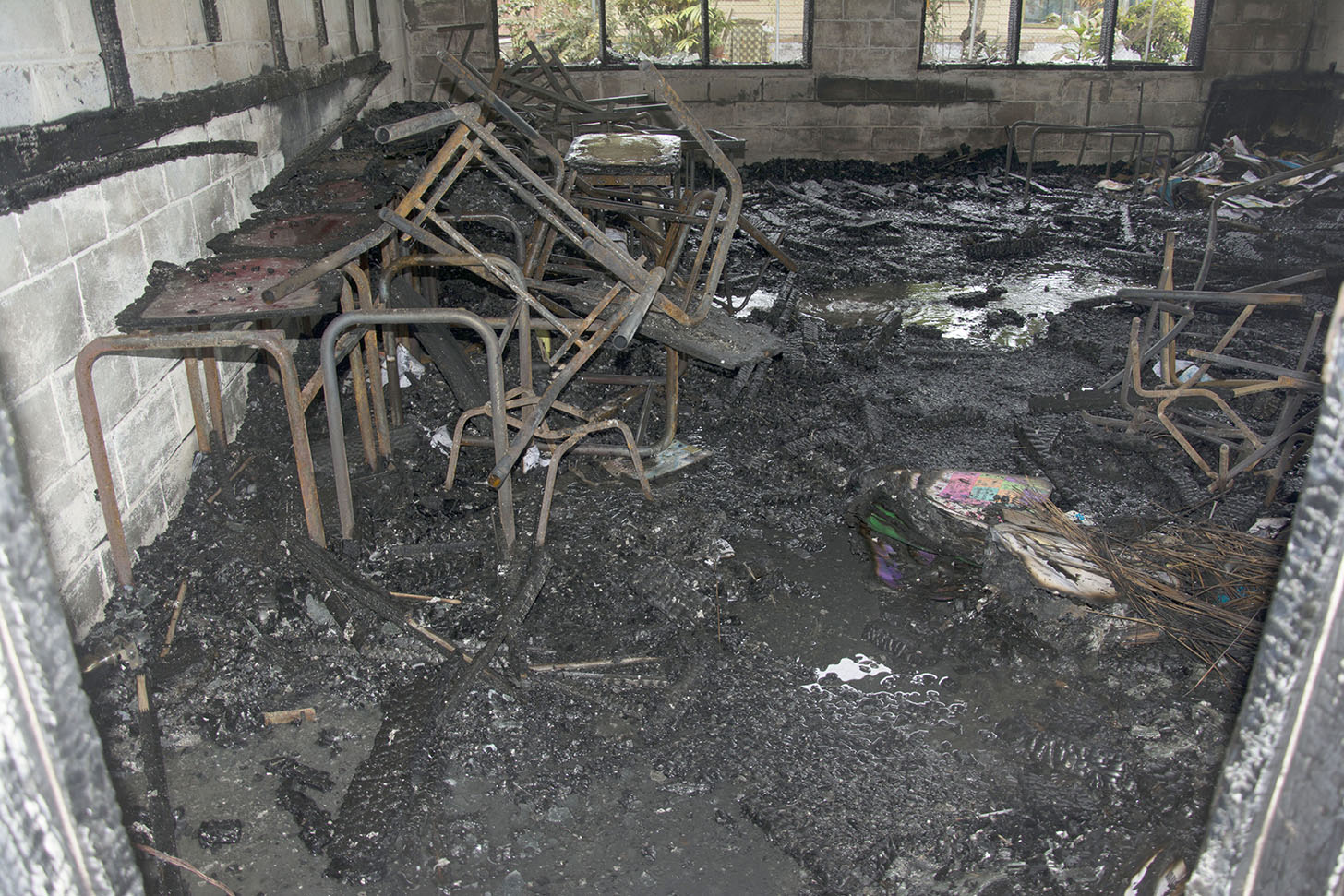 Fire demolishes school