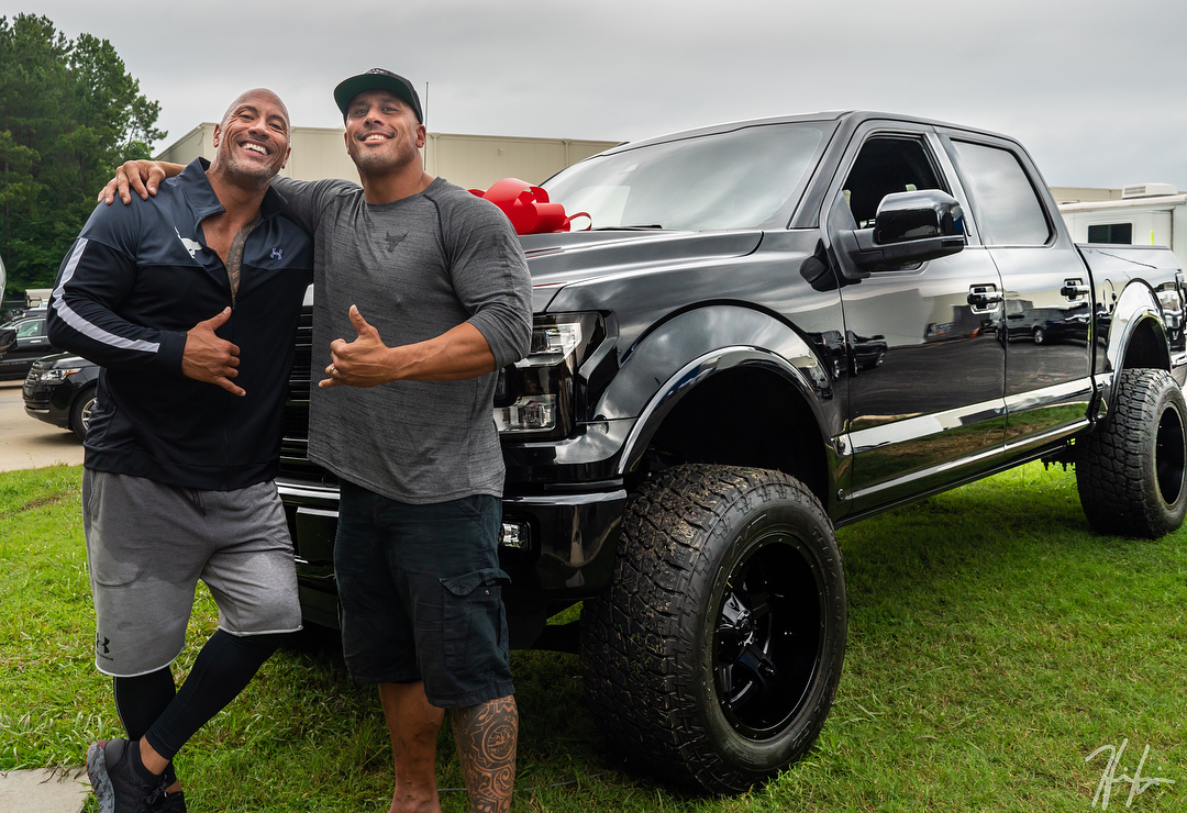 Seiuli Dwayne Johnson surprises stunt double with new truck