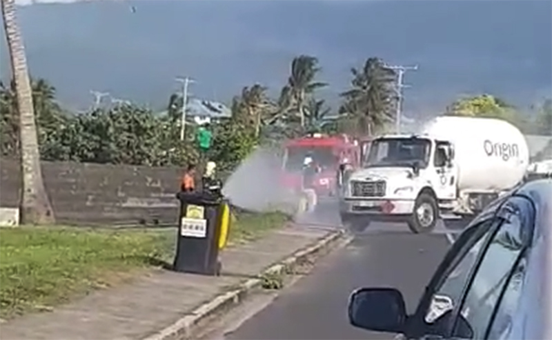 Fire fighters water down  gas tanker… but it’s just a drill