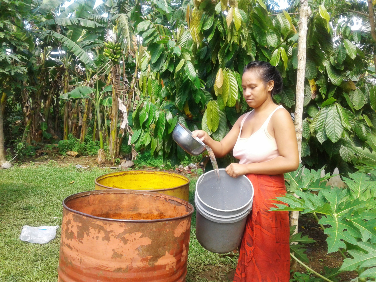 Relying on rusty water containers