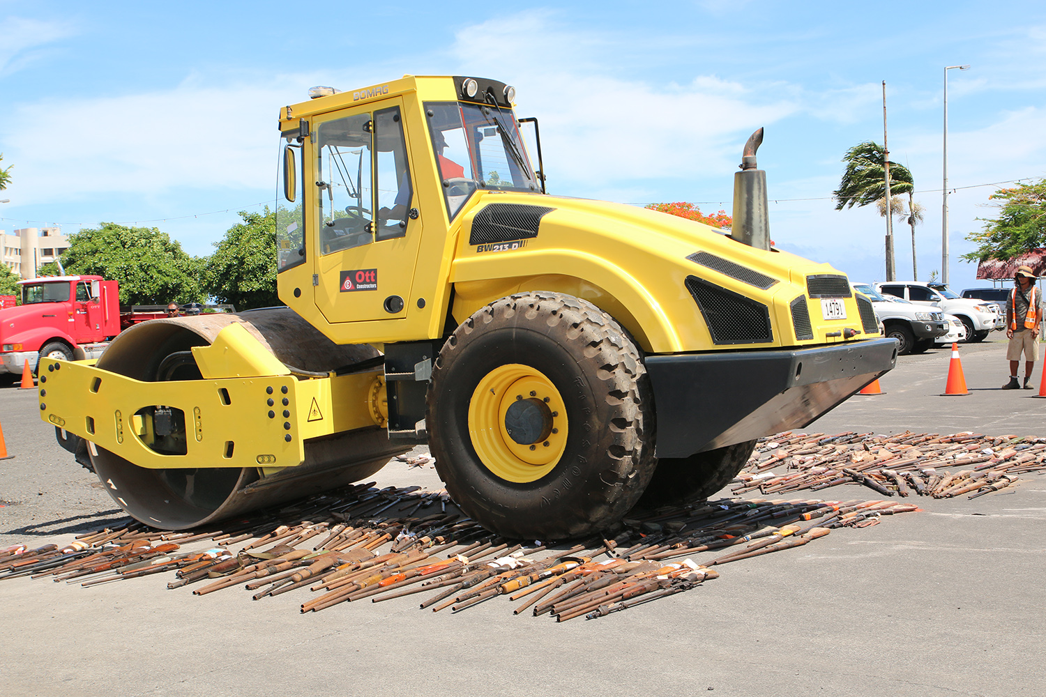 Illegal weapons crushed, dumped