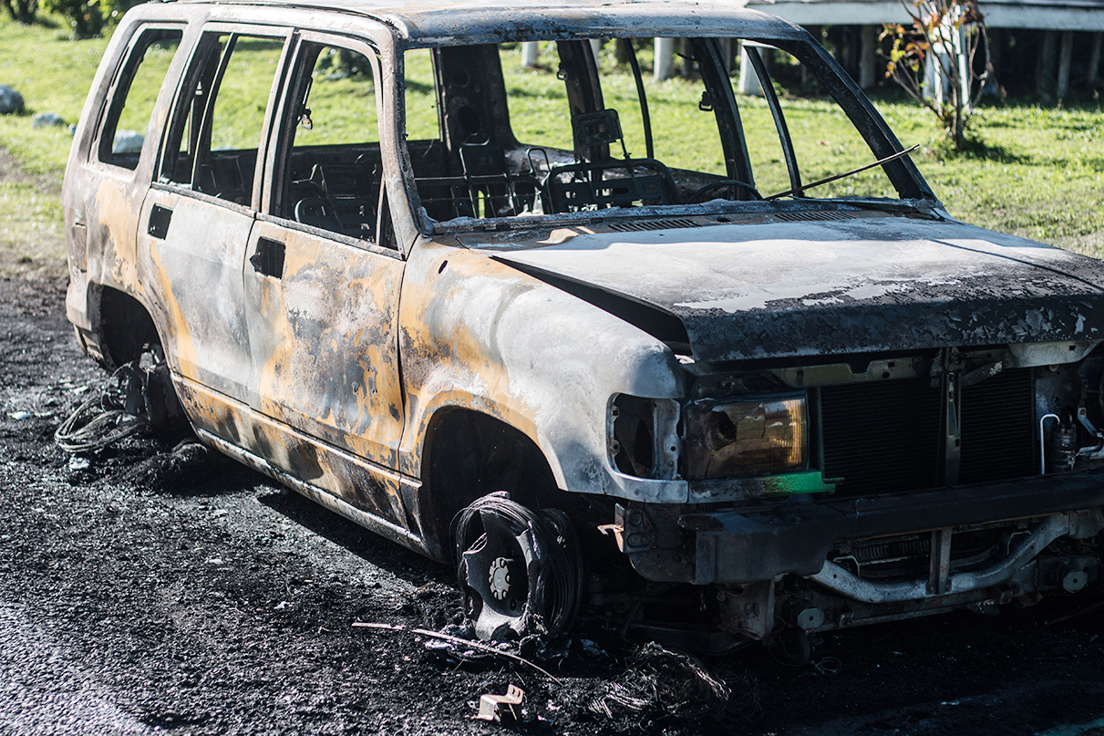Car on fire at Malua